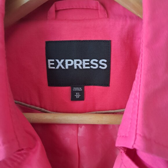 🩵Express Modern Whimsy Hot Pink Trench Coat Size XS - Picture 4 of 14